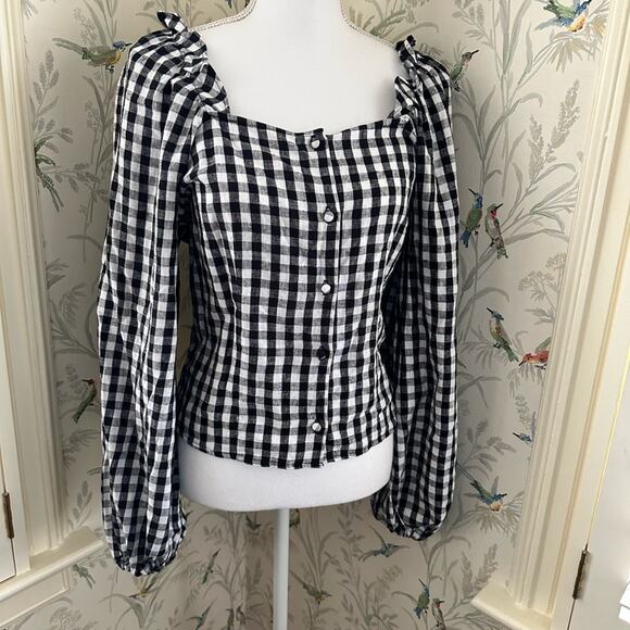 Who What Wear puffed sleeves cropped top linen blend size small - Picture 1 of 6
